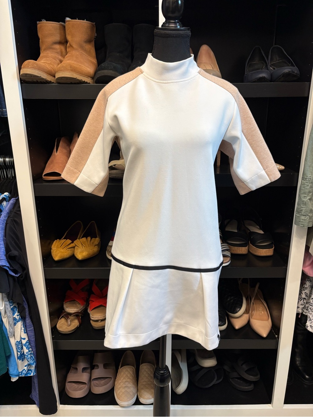 Nike White Mini Dress with Beige Shoulder Panels